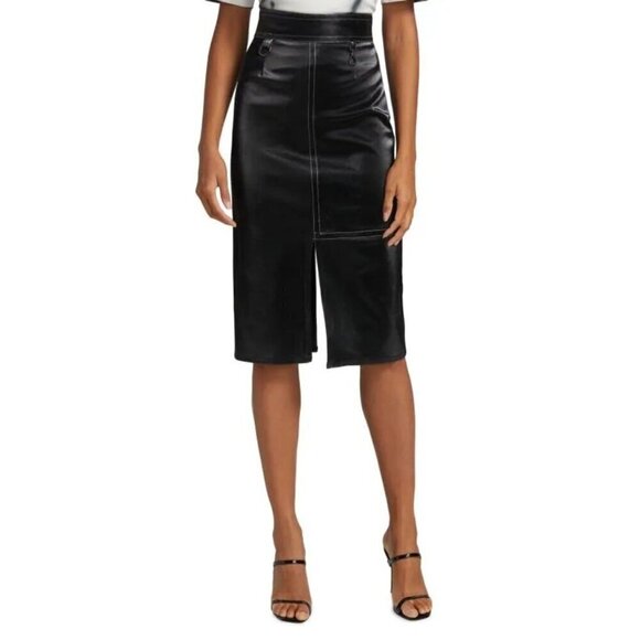 Yigal Azrouël Bonded Jersey Midi Skirt Black Womens SIze 0 - Picture 2 of 10